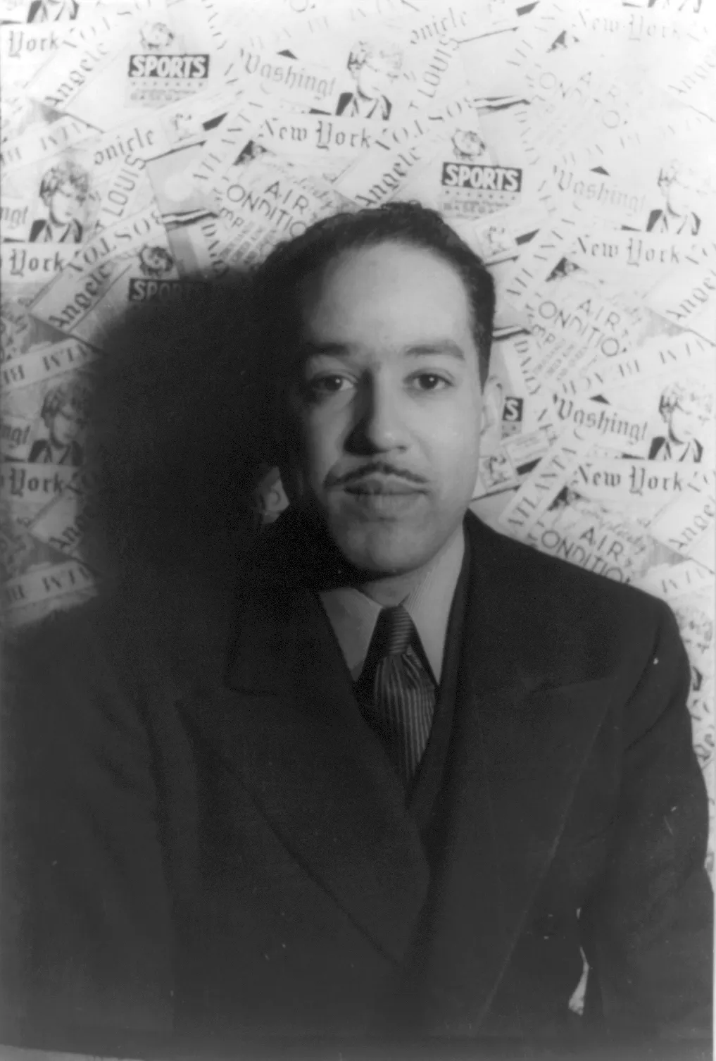 Photographic portrait of Langston Hughes in 1936